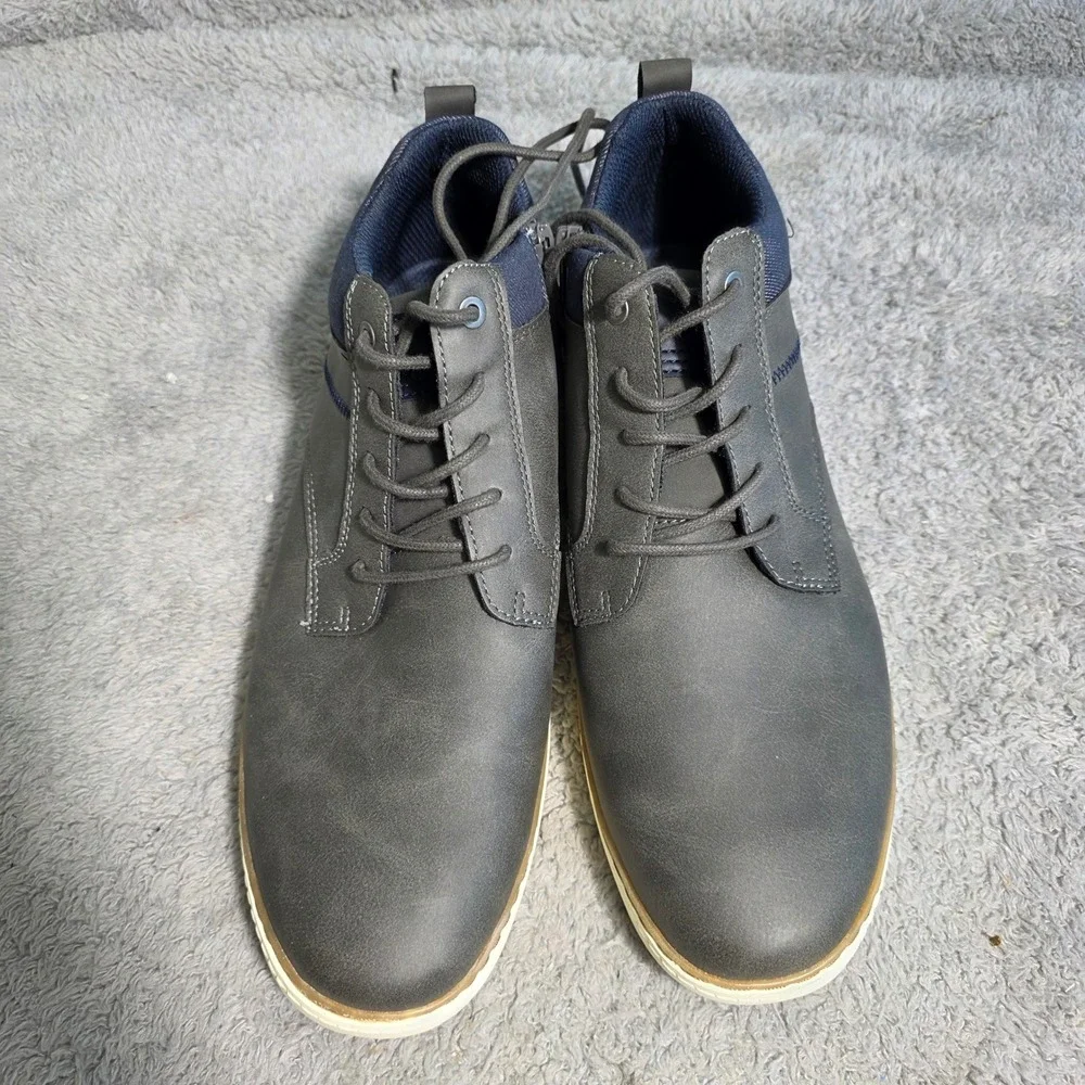 Crown Vintage Mens Chukka Boots Gray Lace Up Side Zip‎ Sz 13M 46 NEW